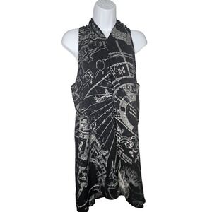 Harry Potter Marauders Map Choker V-Neck Dress Women's‎ Sz 2XL Black Sleeveless